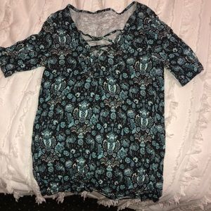 short sleeve lace up front t shirt